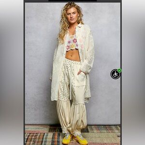 POL 🤩 COMING SOON IVORY EMBROIDERED Long Sleeve Button up Cotton Shacket